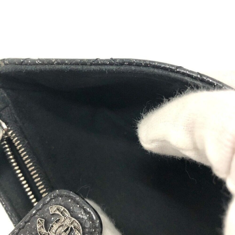 CHANEL CC Matelasse coin purse/Coin Compartment Pouch Leather Black/SilverHW - Picture 13 of 15
